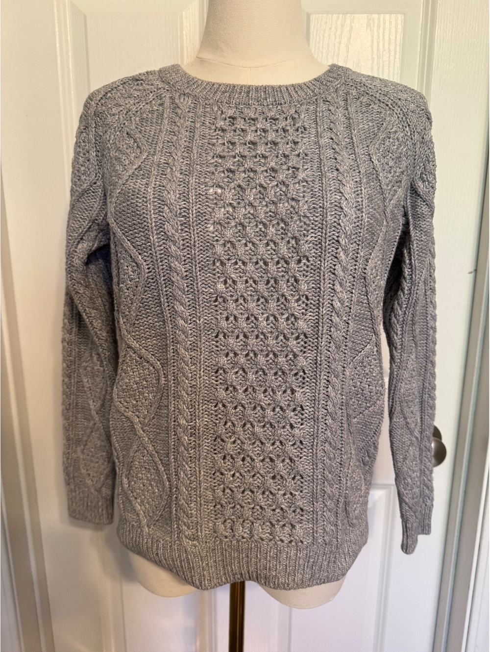 Gap Women's Gray Heavy Knit 100% Cotton Sweater, Size S Petite